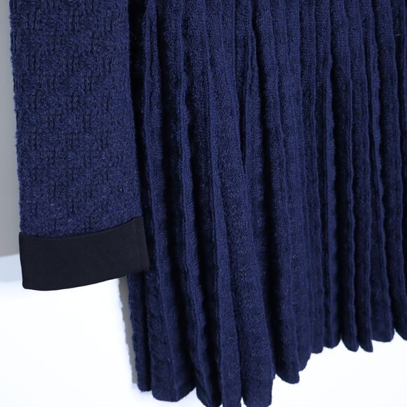 SELF-PORTRAIT Weave Knit Mini Dress Navy Tweed Metallic Long Sleeve Women's L - Picture 10 of 15